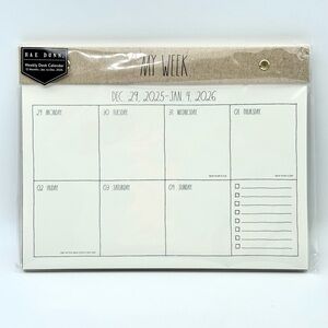 Rae Dunn 12-Month 2026 Weekly Desk Calendar MY WEEK (Black/Kraft)